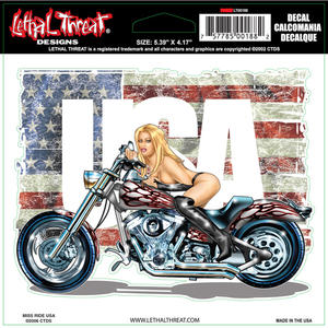 Lethal Threat LT00188 samolepka Miss Ride USA