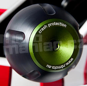 RDmoto PHV1 rámové protektory - Ducati Hypermotard 1100 07-, zelený eloxovaný hliník