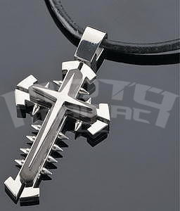 Cross Necklace, Leather Band 45-52 cm - 1