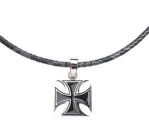 Necklace Iron Cross, Leather, 45-52 cm - 1