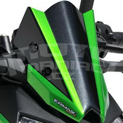 Ermax lakovaný větrný štítek 25cm - Kawasaki Z400 2019, zelená perleť/černá metalíza (Candy Lime green 3 51P, Metallic Spark Black  660/15Z) - 1