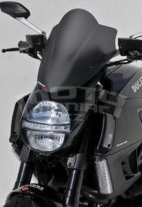 Ermax Double Bubble plexi větrný štítek 39cm - Ducati Diavel 2011-2013, černé neprůhledné - 2