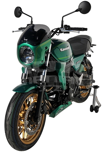 Ermax přední maska s černým kouřovým plexi - Kawasaki Z650RS 2022-2023, tm. zelená/sv. zelená/oranžová - 2
